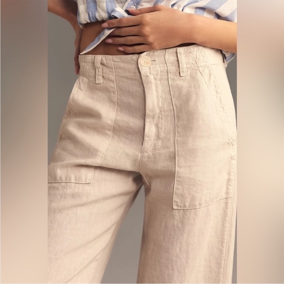 Velvet by Graham & Spencer Dru Beige Neutral wide Leg Linen Pants - Picture 3 of 8